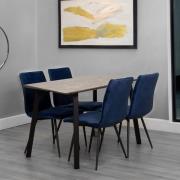 Frisco Concrete Effect Dining Table Small With 4 Blue Chairs