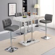 Caprice Small Magnesia Bar Table With 4 Candid Grey Stools