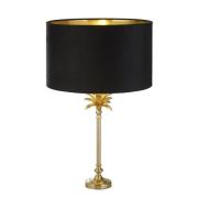 Palm Black Velvet Shade Table Lamp In Satin Brass