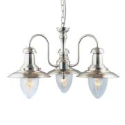 Fisherman 3 Light Seeded Glass Pendant Light In Satin Silver