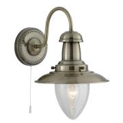 Fisherman Clear Seeded Glass Wall Light In Antique Brass