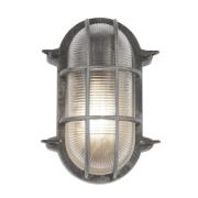 Avon Ribbed Glass Bulkhead Outdoor Wall Light In Silver