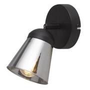 Mega Smoked Glass Shade Wall Spotlight In Black