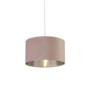 Drum Pink Velvet Pendant Light Large With Inner Silver