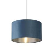 Drum Teal Velvet Pendant Light Small With Inner Silver