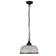 Highworth Holophane Glass Pendant Light In Matt Black