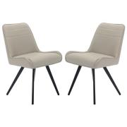 Beloit Taupe PU Leather Dining Chairs With Metal Legs In Pair