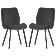 Brush Graphite Velvet Dining Chairs With Metal Legs In Pair