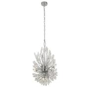 Peacock 14 Light Clear Crystal Pendant Light In Chrome