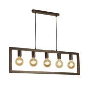 Oblong 5 Light Pendant Light In Rustic Brown