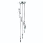 Sculptured Crystal Glass Multi Drop Pendant Light In Chrome