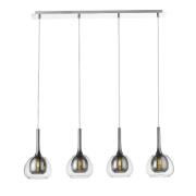 Adelina 4 Light Clear Smoked Glass Shade Pendant Light In Chrome