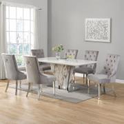 Memphis Large Filo Effect Dining Table 6 Imperial Grey Chairs