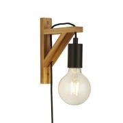 Woody Natural Wall Light With Plug In Matt Black