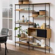 Agoura Wooden Bookcase With 1 Door And 5 Shelves In Dark Oak