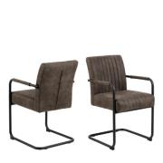 Alpine Anthracite Fabric Dining Chairs With Metal Frame In Pair