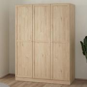 Burbank Wooden Wardrobe With 3 Doors In Hickory Oak