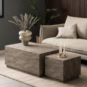 Dania Wooden Set Of 2 Coffee Table In Grey Marble Effect