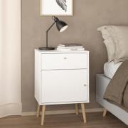 Casey Wooden Bedside Cabinet With 1 Door 1 Drawer In White