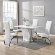 Memphis Small Filo Effect Dining Table 4 Ravenna White Chairs