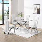 Daytona Small Glass Dining Table With 4 Ravenna White Chairs