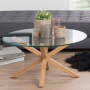 Haines Glass Coffee Table Round With Oak Legs In Clear