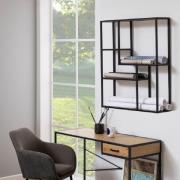 Sparks Wooden Wall Shelf With 4 Shelves In Oak And Black