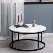 Salem Wooden Coffee Table Round In White Marble Effect