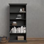 Parayo Wooden Bookcase With 4 Shelves In Matt Grey