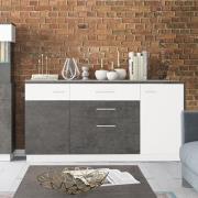 Zinger Wooden Sideboard With 2 Drawers In Slate Grey And White