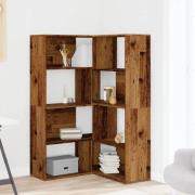 Quincy Wooden Cornor Bookcase With 8 Shelves In Brown Oak