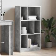 Guelph Wooden Bookcase With 6 Shelves In Concrete Grey