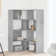 Galva Wooden Corner Bookcase With 8 Shelves In Concrete Grey