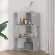 Garner Wooden Corner Bookcase With 3 Shelves In Concrete Grey