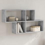 Kinston Wooden Wall Shelf With 4 Shelves In Concrete Grey