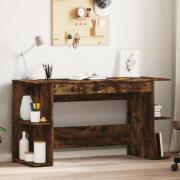 Haines Wooden Laptop Desk With 4 Shelves In Smoked Oak