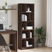 Guelph Wooden Bookcase With 10 Shelves In Dark Brown Oak