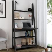 Travis Wooden Ladder Laptop Desk With 3 Shelves In Black