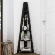 Travis Corner Wooden Ladder Shelving Unit In Black