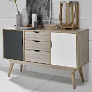 Scandia Wooden Sideboard In Oak And Grey