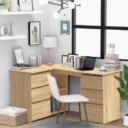 Andover Wooden Corner Laptop Desk With 4 Drawers In Sonoma Oak