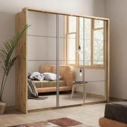 Amarillo Mirrored Wardrobe With 3 Sliding Doors In Oak Shetland