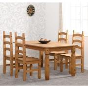 Central Rectangular Wooden Dining Table With 4 Oak Chairs