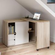 Picton Executive Wooden Laptop Desk In Sonoma Oak And White