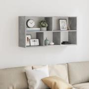 Kinston Wooden Wall Shelf With 5 Shelves In Concrete Grey