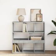 Ames Wooden Bookcase With 8 Compartment In Concrete Grey