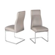 Dallas Taupe Leather Dining Chairs With Chrome legs In Pair