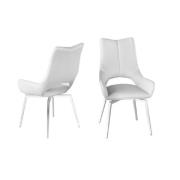 Salisbury White Leather Dining Chairs With Steel Legs In Pair