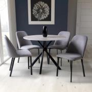 Accro Grey Glass Dining Table With 4 Lenoir Light Grey Chairs