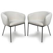 Langley White Fabric Dining Chairs With Black Legs In Pair